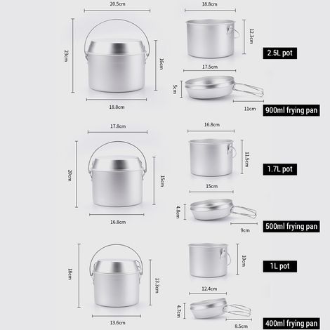 Ensemble de casseroles et poêles de Camping en plein air, poignée pliante suspendue en aluminium, friture pour la randonnée (1/5)