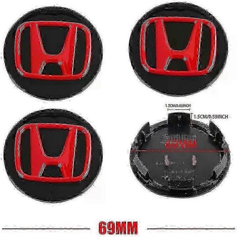 4-teiliges Set Radnabenkappen-Abdeckungen, passend für Honda Civic Jazz Adv 150 INSPIRE XR-V CR-V UR-V Fit Type R (56/58/60/69 mm) LGG-BT-BKRD-69