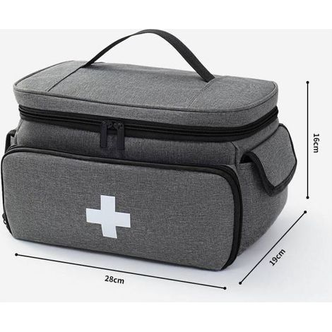 Trousse de premiers secours étanche et vide, grande pharmacie de voyage, sac à médicaments portable avec bandoulière, sac d'urgence pour l'extérieur, la maison et les voyages, gris