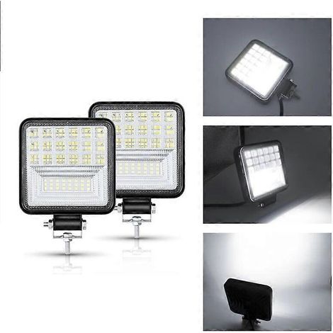 Barre lumineuse LED Nlpearl pour travail tout-terrain 4x4, compatible Jeep, camion, tracteur, bateau, SUV, quad, antibrouillard, 12 V/24 V, lot de 2, blanc (1/5)