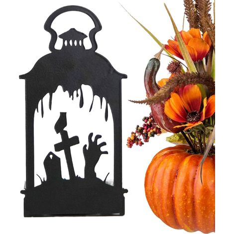 Portacandele vintage di Halloween in ferro decorativo dall'aspetto spaventoso (1/5)