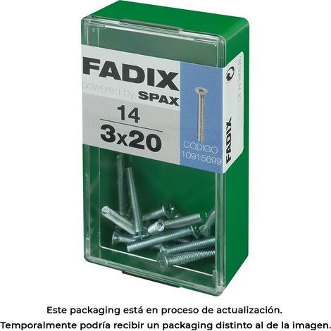 Caja de 14 unidades de tornillo métrico con cabeza plana M 3x20mm Fadix (1/3)