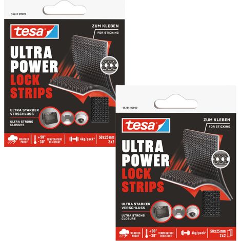 Toppe tecniche autoadesive in velcro TESA Strong, 2 pezzi, nere, 5 cm x 25 mm x 2
