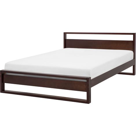Cama de madera de pino oscuro 160 x 200 cm con cabecero de estilo retro Giulia (1/5)