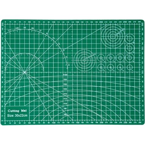 Tappetino da taglio A4, superficie di taglio per progetti hobbistici, griglia su entrambi i lati, 30 x 22 cm, verde (1/5)
