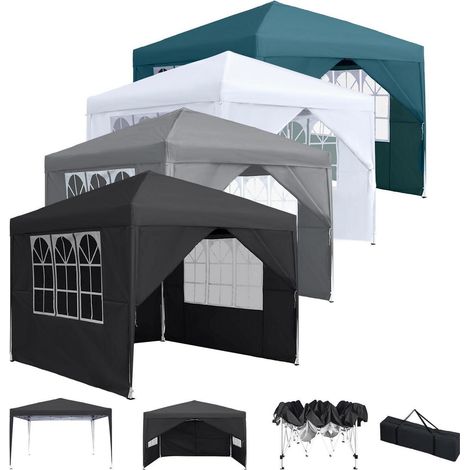 Faltpavillon 3x3m mit 4 Seitenteilen, Schnellaufbau, UV-Schutz, höhenverstellbar (1/5)