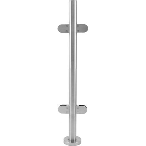 Palo Central Balaustrada Acero Inoxidable Metal Balustrade Outdoor Poste Balaustre Columna Barandilla Metálica Pasamanos Exterior Balcón Terraza Jardín Proyecto Bricolaje Aire Libre 90x16,4x9,8cm