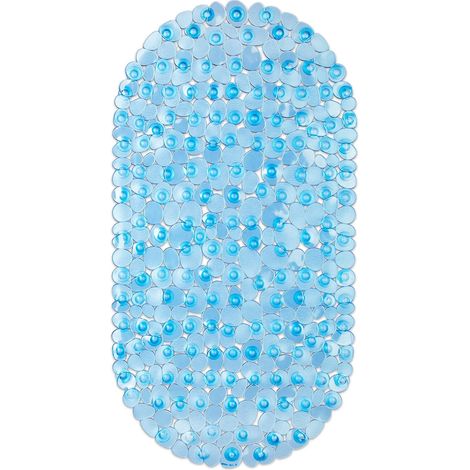 Alfombra de baño efecto roca, 66 x 36 cm, lavable, antideslizante, con ventosa, azul (1/4)