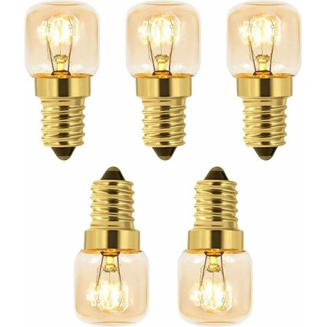 Lot de 5 Ampoule à Sel 15W E14 T22, Incandescence Blanc Chaud 2700K, 80LM, AC 230V, Ampoule Four 15w 300°