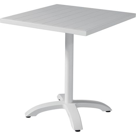 Tavolo per bar e giardini quadrato in allumino bianco 70 x 70 centimetri (1/3)