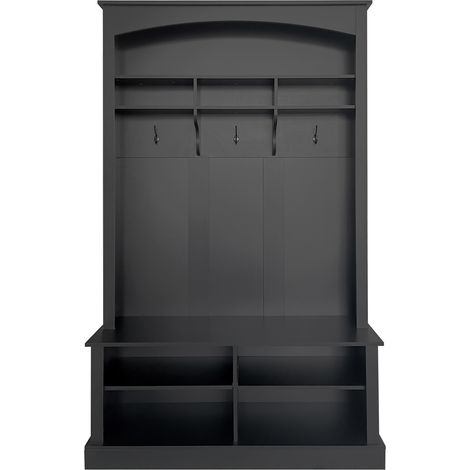 Ensemble porte-manteaux avec banc et rangement chaussures, noir, H190 x L120 x P40 cm (1/5)