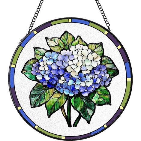 Attrape-soleil rond vitrail – Décoration intérieure pour fenêtre, mur et porte, idée cadeau femme homme, Diamètre : 12.5 cm (1/4)