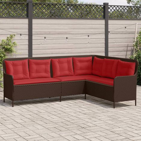 vidaXL Divano da giardino con Cuscini a forma di L Polyrattan Marrone (1/5)