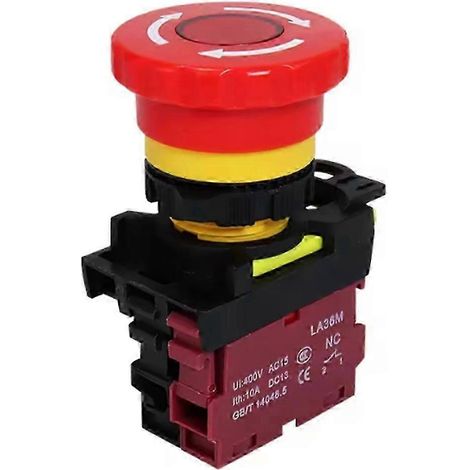 Bouton-poussoir verrouillable LA36M 22 mm, tête champignon rouge, 1NC, marche/arrêt.WHBYV (1/4)
