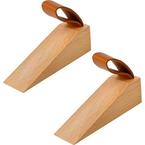 Türkeil für den Boden, 2-teilig, aus Buchenholz mit rutschfester Silikonauflage, Türstopper mit Ledergriff, passend für Türspalten von 5 bis 30 mm (1/5)