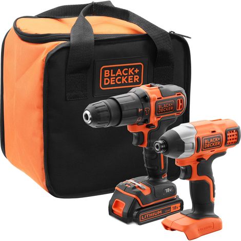 Kit Perceuse à percussion et Visseuse à impact sans fil - 18V - 1,5 Ah - 1 batterie - Livré en sac de rangement (1/2)