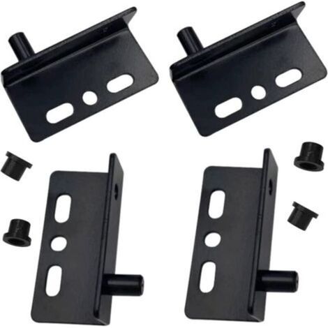 Lot de 4 charnières pivotantes de porte avec douille, noir à angle droit, accessoires de quincaillerie avec vis et capuchons en plastique (1/5)