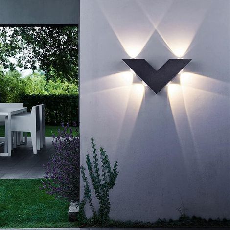 Applique murale étanche extérieure lumière LED Villa parc cour porche applique éclairage décoratif Facile à installer( Black 6W,Warm White) (1/4)