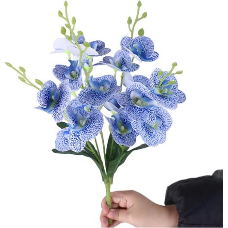 Fleurs artificielles Phalaenopsis imprimées avec 20 têtes d'orchidée en soie synthétique souple pour mariage, décoration d'intérieur, arrangements floraux réalistes, accessoires de (1/5)