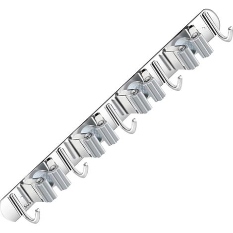 Patère-balais en acier inoxydable - Support de rangement mural avec 4 supports et 5 crochets (1/5)