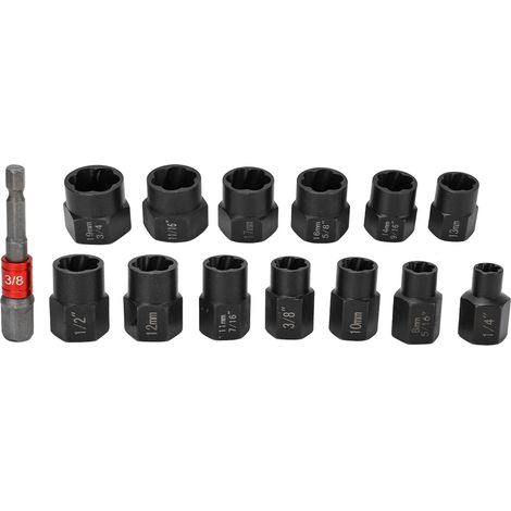 Kit d'extracteurs de vis hexagonaux 3/8 po (14 pièces) pour boulons endommagés et rouillés. (1/5)