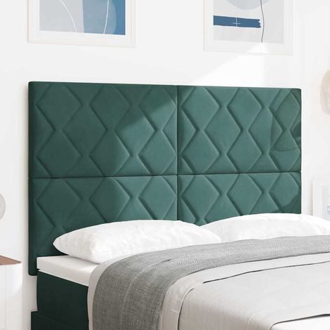 Tête de lit Montage mural Géométrique Vert foncé 144 cm Velours vidaXL (1/5)