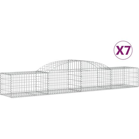 Paniers à gabions arqués 7 pcs  Mur en gabion 300x50x40/60 cm fer galvanisé