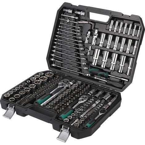 Ensemble d'outils mécaniques, 216 pièces, acier chrome-vanadium, boîtier moulé durable, compatibilité pour réparation automobile, marquages d'identification faciles (1/5)