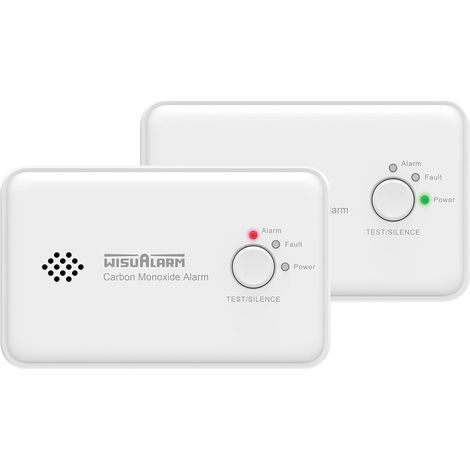 Wisualarm Detecteur monoxyde Carbone Pile de 10 Ans(2pack)