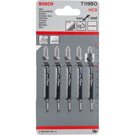 Bosch Accessories 2608630310 Lama per seghetto alternativo T 119 BO - Basic for Wood 5 pz.