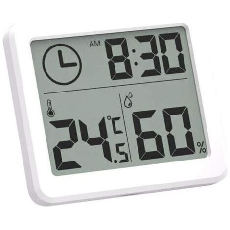 VURAHOME - Thermomètre hygromètre numérique LCD d'intérieur. Affichage de la température et de l'humidité. Fonction réveil. Plage de température : de -10 °C à 70 °C. (1/5)