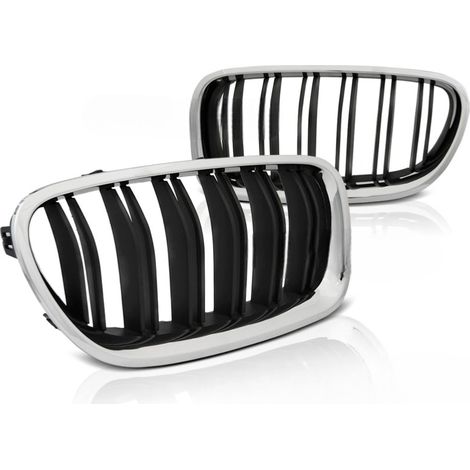 Grilles calandre BMW serie 5 F10/F11 de 2010 a 2016 Chrome noir-27318129 (1/4)