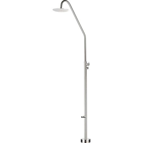 IMEX Ducha de acero inoxidable 316 color acero con difusor orientable y grifo de 2 vías diseno duradero para exteriores modelo DAKOTA