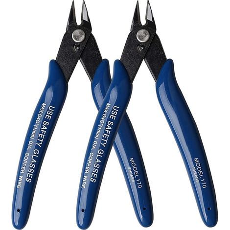 Pinces Coupantes de Côté, Yuanzi Cisaille Latérale Outil de Coupe, Pouce/Pince à dénuder acier pour Câble Électrique, Bijoux Réparation, Travaux Pratiques, Bricolage (2 Pack, Bleu) (1/4)