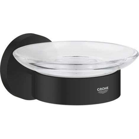 Porte Savon avec Support pour Salle de Bain, Fixations Cachées, A coller avec QuickGlue ou à visser, Noir Mat, 411932430 (1/3)