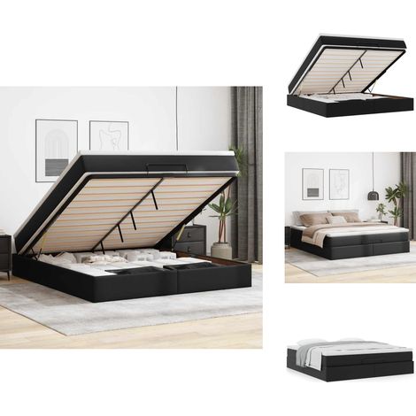 Ottoman-Bett mit Matratze Schwarz 180x200 cm Kunstleder - Ottoman-Bett - Ottoman-Betten - Bettrahmen - Bettgestell (1/5)