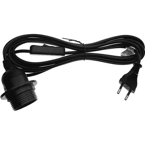 Douille E27 avec câble et interrupteur Noir - Socle ampoule avec prise max. 60W 250V - Douille avec interrupteur (1/4)