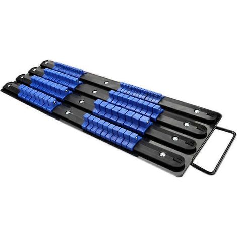 Support de rangement coulissant pour douilles industrielles en ABS (80 pièces) - Compatible avec les douilles 1/4", 3/8" et 1/2" - Noir et bleu (1/5)