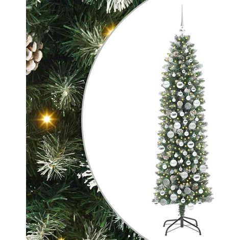 Albero di Natale Artificiale Sottile Verde e Bianco 180 cm vidaXL (1/5)