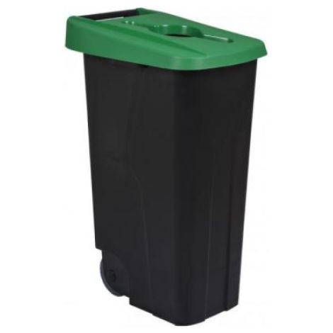 Poubelle de tri mobile Movatri - 110l - noir / vert (1/2)