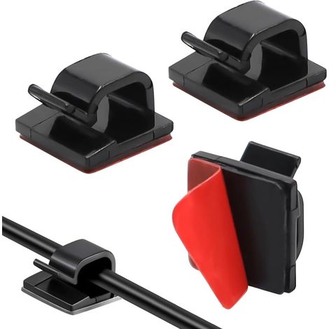 Lot de 150 Mini Clips de Câble Autocollants Clips de Câble d'Extérieur Sans Vis Attache de Câble Noir pour la Gestion des Câbles (1/5)