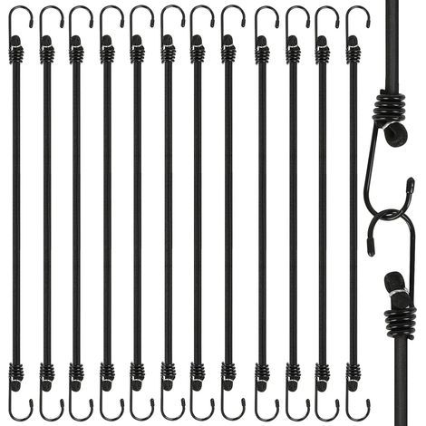 12 Pièces Tendeurs Elastique avec Crochets 30 CM Crochet pour Tendeur Elastique 8mm Extenseur Elastique Noir Sandow Elastique pour Bagages Barres de Toit Camping bâches (1/5)