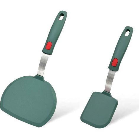 CSPARKV 2 Pack Flexible Silicone Fish Spatulas Slotted Turners Non-Stick Pancake Turners Heat Resistant (Green) (1/5)