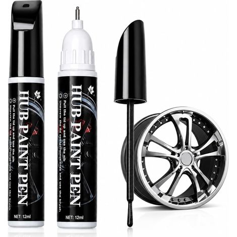 Stylo Retouche Peinture Voiture Noir Mat 12ml, Efface Rayure Voiture pour Jantes et Carrosserie, Réparation Rapide des Rayures sur Métal et Plastique, Étanche et Antirouille (1/5)