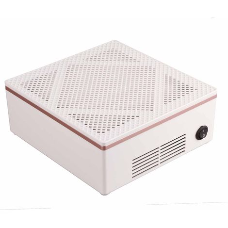 Aspirateur de bureau silencieux à vitesse réglable avec filtre amovible, prise UE, blanc avec bouton marche/arrêt. (1/5)