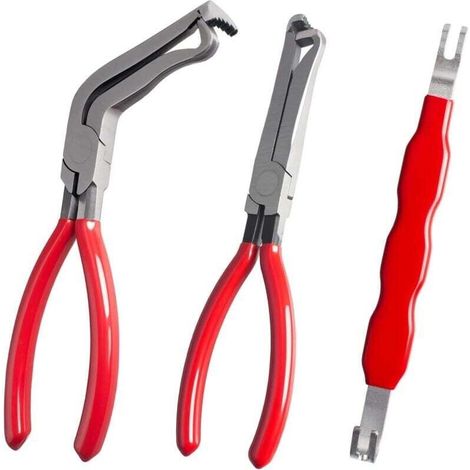 Pinza per scollegare i connettori elettrici dell'auto in 3 pezzi - Strumento per separare i connettori automobilistici - Metallo resistente - Riparazione veicoli - Meccanici e appassionati del fai da 