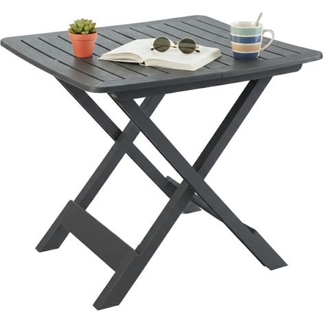 Dmora - Tavolo da esterno 0, Tavolo rettangolare pieghevole da campeggio, Tavolo da giardino multiuso, 100% Made in Italy, Cm 80x72h70, Antracite