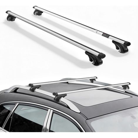 VEVOR 2 x Dachgepäckträger Dachquerträger mit 90 kg Tragkraft, Passend für Erhöhte Dachreling, 190–1230 mm Relingabstand, Abschließbare Querträger für Gepäck Kanus Transportkörbe, Dachträger (1/5)
