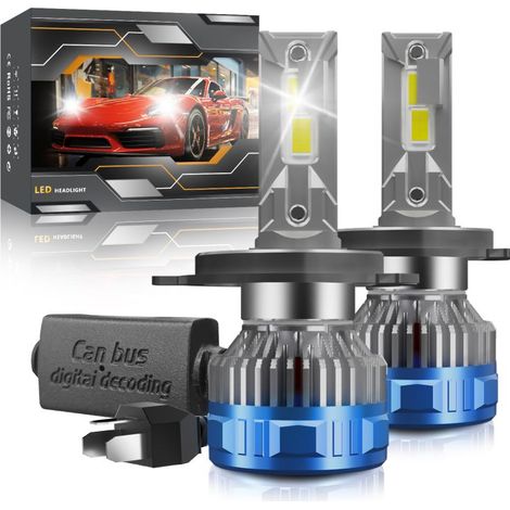 H4 LED-Lampe für Autoscheinwerfer, 60W LED-Umrüstsatz, 60.000 lm, 6.000K, schnelle Kühlung (12.000 U/min), ultrahell, wasserdicht, Abblend- und Fernlicht, 2er-Pack. (1/5)