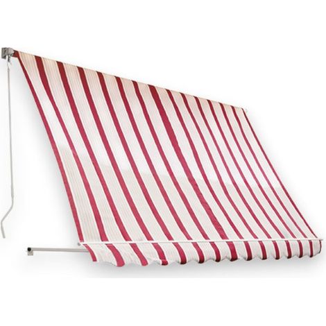 Tenda da balcone para sole a caduta senza cassone 300x250 cm bordeaux e crema a righe con profili in alluminio (1/5)